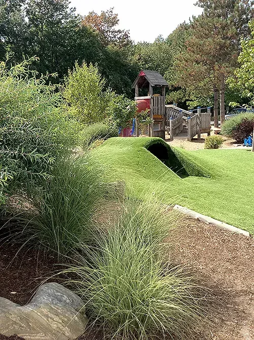 The state of the art outdoor playground at Blossom Station in Acton, MA